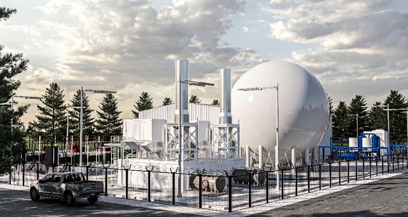 Hydrogen peaker plant render